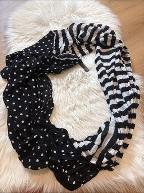 Express Black and White Mixed-Pattern Infinity Scarf